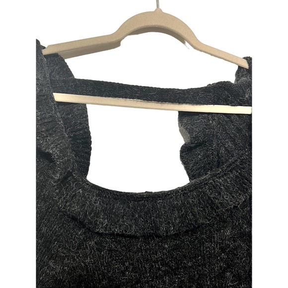 Topshop Grey Ruffle Cable Knit Sweater with Back Cut out. New Size 8-10 - Picture 3 of 8